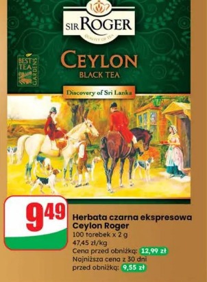 Herbata czarna ekspresowa Ceylon Roger