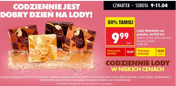 Lody Marletto na patyku, 6x120 ml