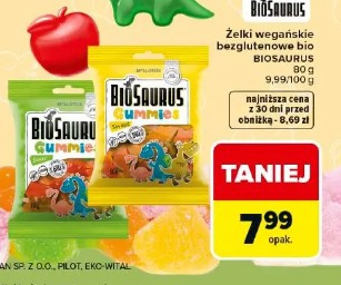 Żelki wegańskie bezglutenowe bio BIOSAURUS