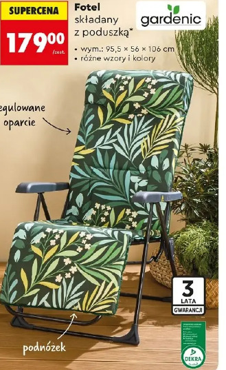 Fotel składany z poduszką Gardenic