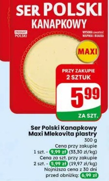 Ser Polski Kanapkowy Maxi Mlekovita plastry