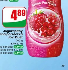 Jogurt pitny malina porzeczka Jovi Duet