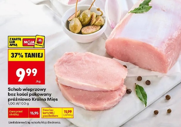 Schab wieprzowy bez kości pakowany próżniowo Kraina Mięs