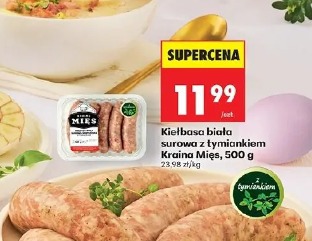 Kiełbasa biała surowa z tymiankiem Kraina Mięs, 500 g