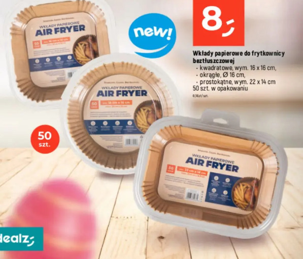 Wkłady papierowe do frytkownicy beztłuszczowej