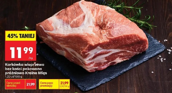 Karkówka wieprzowa bez kości pakowana próżniowo Kraina Mięs