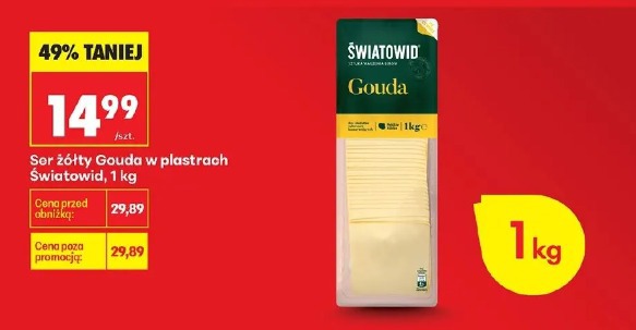 Ser żółty Gouda w plastrach Światowid