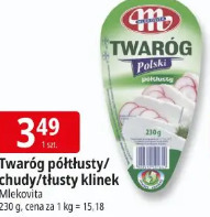 Twaróg półtłusty/chudy/tłusty klinek Mlekovita