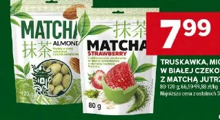 Truskawka, migdały w białej czekoladzie z matcha Jutrzenka