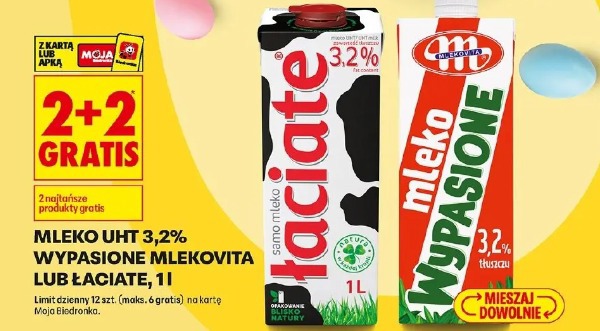 Mleko UHT 3,2% Wypasione Mlekovita lub Łaciate