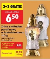Znicz z wkładem parafinowym w kształcie serca
