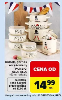 Kubek, garnek emaliowany PARISIO, ALLO ALLO