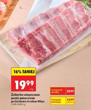 Żeberka wieprzowe paski pakowane próżniowo Kraina Mięs