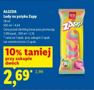 Algida Lody na patyku Zapp