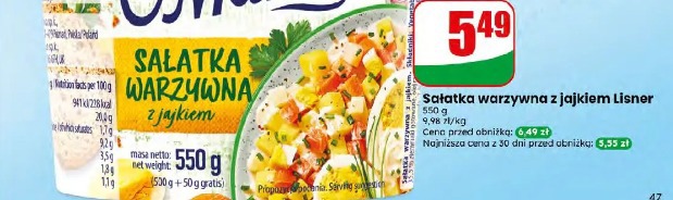 Sałatka warzywna z jajkiem Lisner