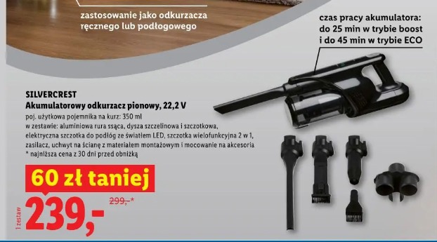 Silvercrest Akumulatorowy odkurzacz pionowy, 22,2 V