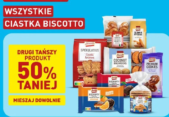Wszystkie ciastka Biscotto drugi tańszy 50%taniej