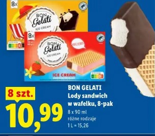 Bon Gelati Lody sandwich w wafelku, 8-pak