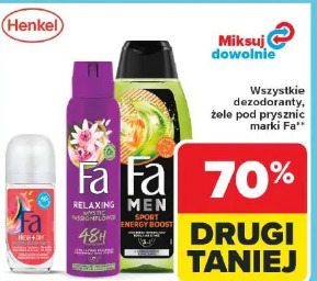 Wszystkie dezodoranty, żele pod prysznic marki Fa