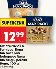 Świeże ravioli 4 formaggi Rana lub tortelloni bolognese Rana lub funghi porcini Rana