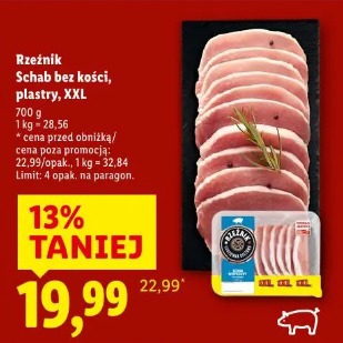 Rzeźnik Schab bez kości, plastry, XXL