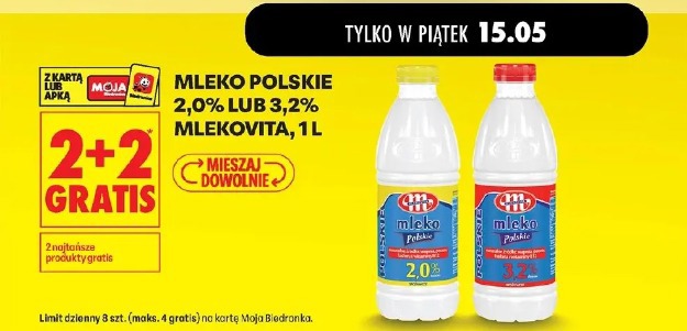 Mleko polskie 2,0% lub 3,2% Mlekovita