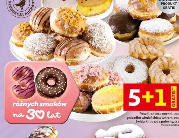 Pączki, oponki, gniazdka wiedeńskie z lukrem, świderki, paluchy (mixuj dowolnie)