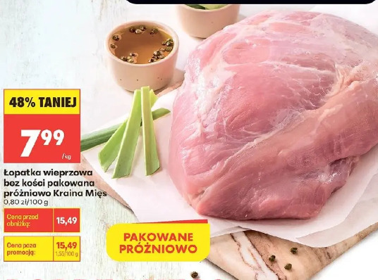 Łopatka wieprzowa bez kości pakowana próżniowo Kraina Mięs