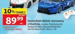 Samochód zdalnie sterowany z klocków, modele: Pininfarina H2, Shelby GT350H, Maserati MC20 GT2 lub Fiat Abarth 131, skala 1:20