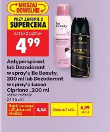 Antyperspirant lub Dezodorant w spray'u Be Beauty, 200 ml lub Dezodorant w spray'u Lucca Cipriano, 200 ml