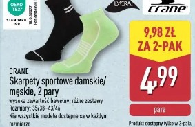 Crane Skarpety sportowe damskie/męskie, 2 pary