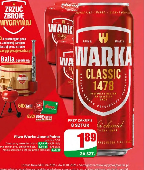 Piwo Warka Jasne Pełne