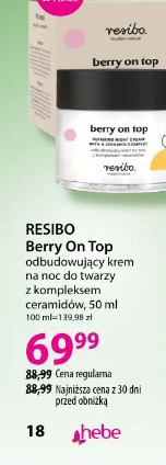 Resibo Berry On Top odbudowujący krem na noc do twarzy z kompleksem ceramidów
