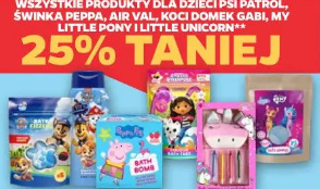 Wszystkie produkty dla dzieci Psi Patrol, Świnka Peppa, Air Val, Koci Domek Gabi, My Little Pony i Little Unicorn