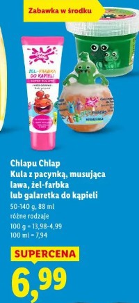 Chłapu Chłap Kula z pacynką, musująca lawa, żel-farbka lub galaretka do kąpieli