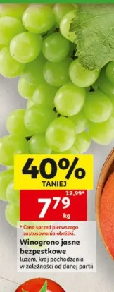 Winogrono jasne bezpestkowe