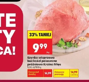 Szynka wieprzowa bez kości pakowana próżniowo Kraina Mięs