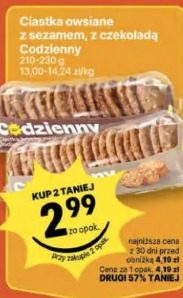 Ciastka owsiane z sezamem, z czekoladą Codzienny