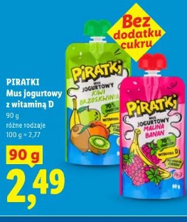 Piratki Mus jogurtowy maliną banan bez dodatku cukru