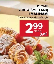 Ptysie z bitą śmietaną i malinami Cukiernia Staropolska