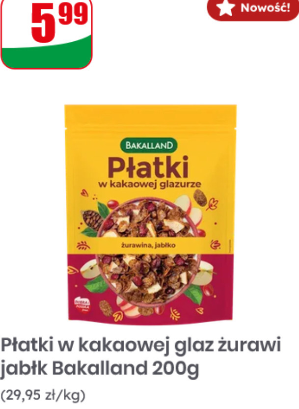 Płatki w kakaowej glaz żurawi jabłk Bakalland