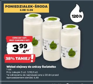 Wkład olejowy do zniczy Światełko