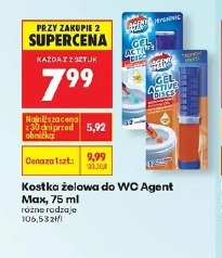Kostka żelowa do WC Agent Max, 75 ml