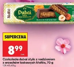 Czekolada dubai style z nadzieniem z orzechów laskowych Meltie