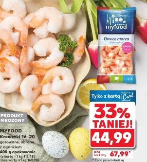 Krewetki 16-20 gotowane, obrane, z ogonkiem Myfood