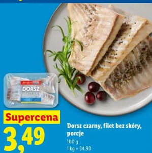 Dorsz czarny, filet bez skóry, porcje