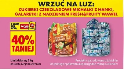 Wrzuc na luz: cukierki czekoladowe Michałki z Hanki, galaretki z nadzieniem Fresh&Fruity Wawel