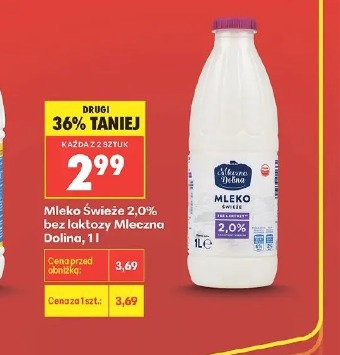 Mleko świeże 2,0% bez laktozy Mleczna Dolina