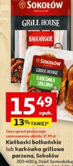 Kiełbaski bałkańskie lub karkówka grillowa parzona Sokołów