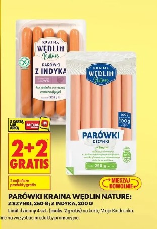 Parówki Kraina Wędlin Nature: z szynki, z indyka